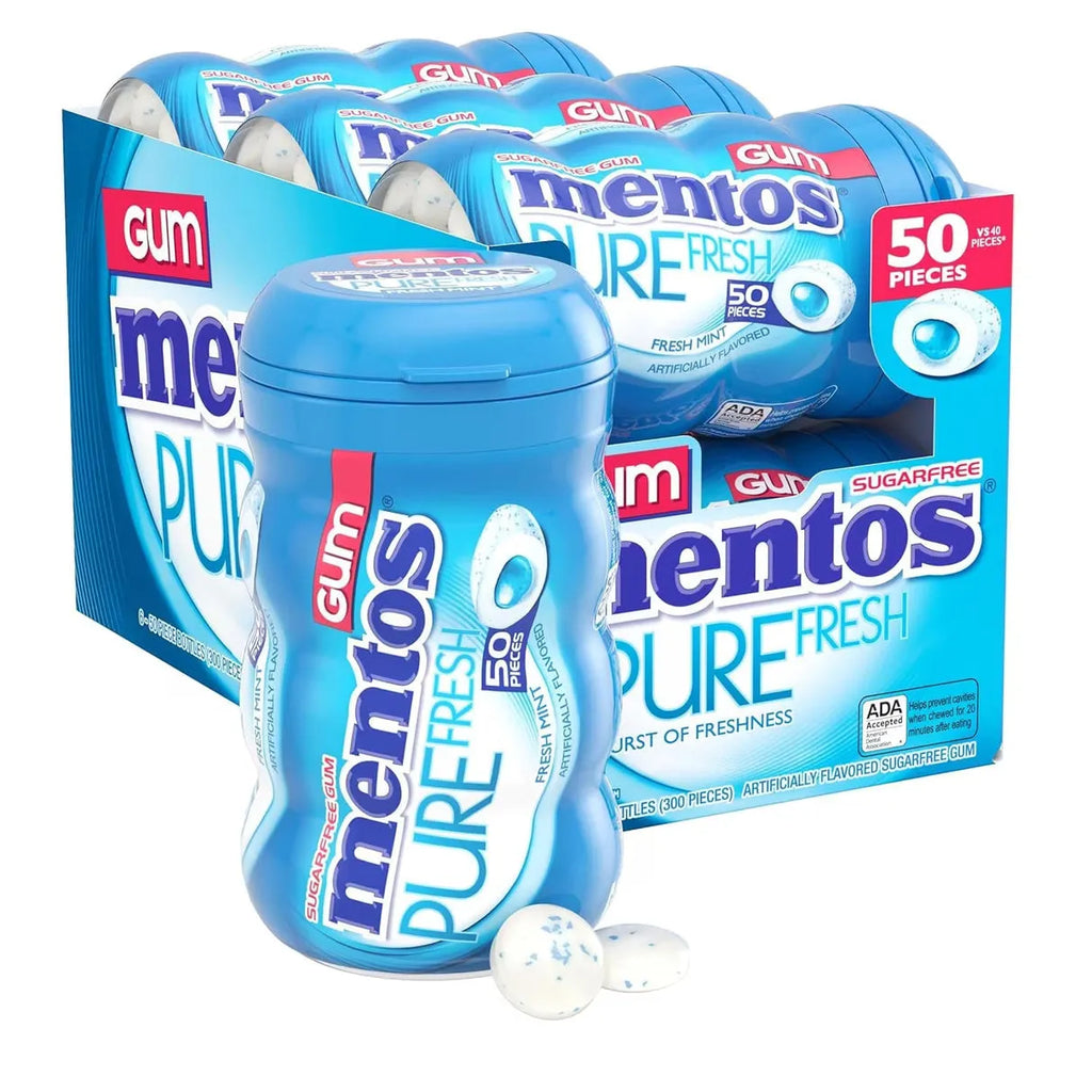 Mentos Pure Fresh Mint Sugar-Free Chewing Gum - 50 Ct- 6 Pack
