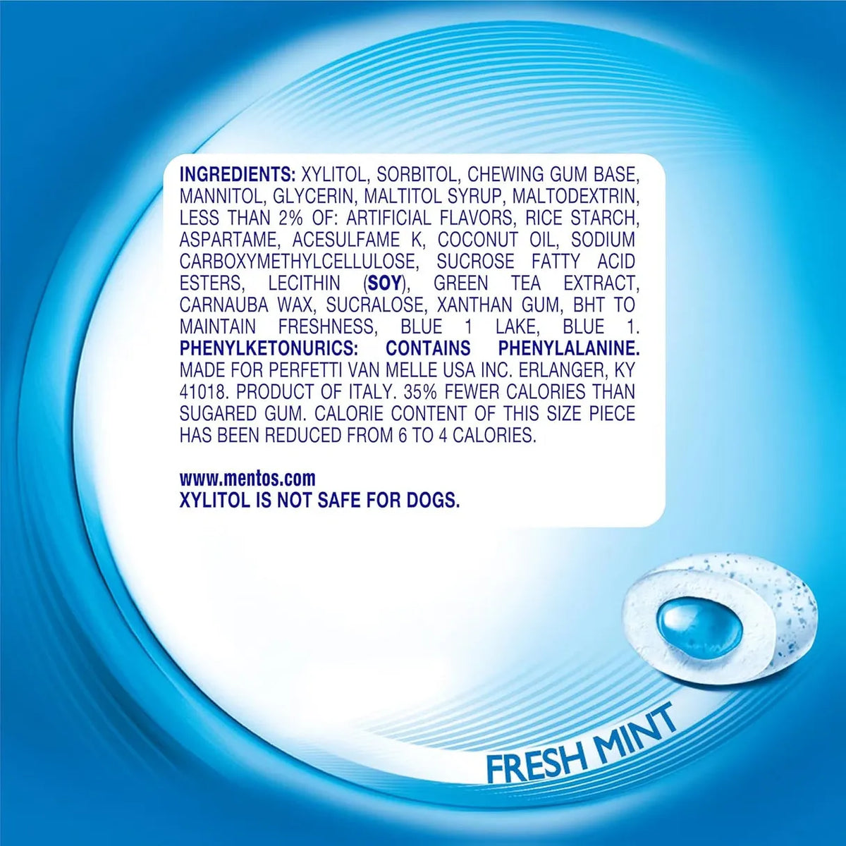 Mentos Pure Fresh Mint Sugar-Free Chewing Gum - 50 Ct- 6 Pack