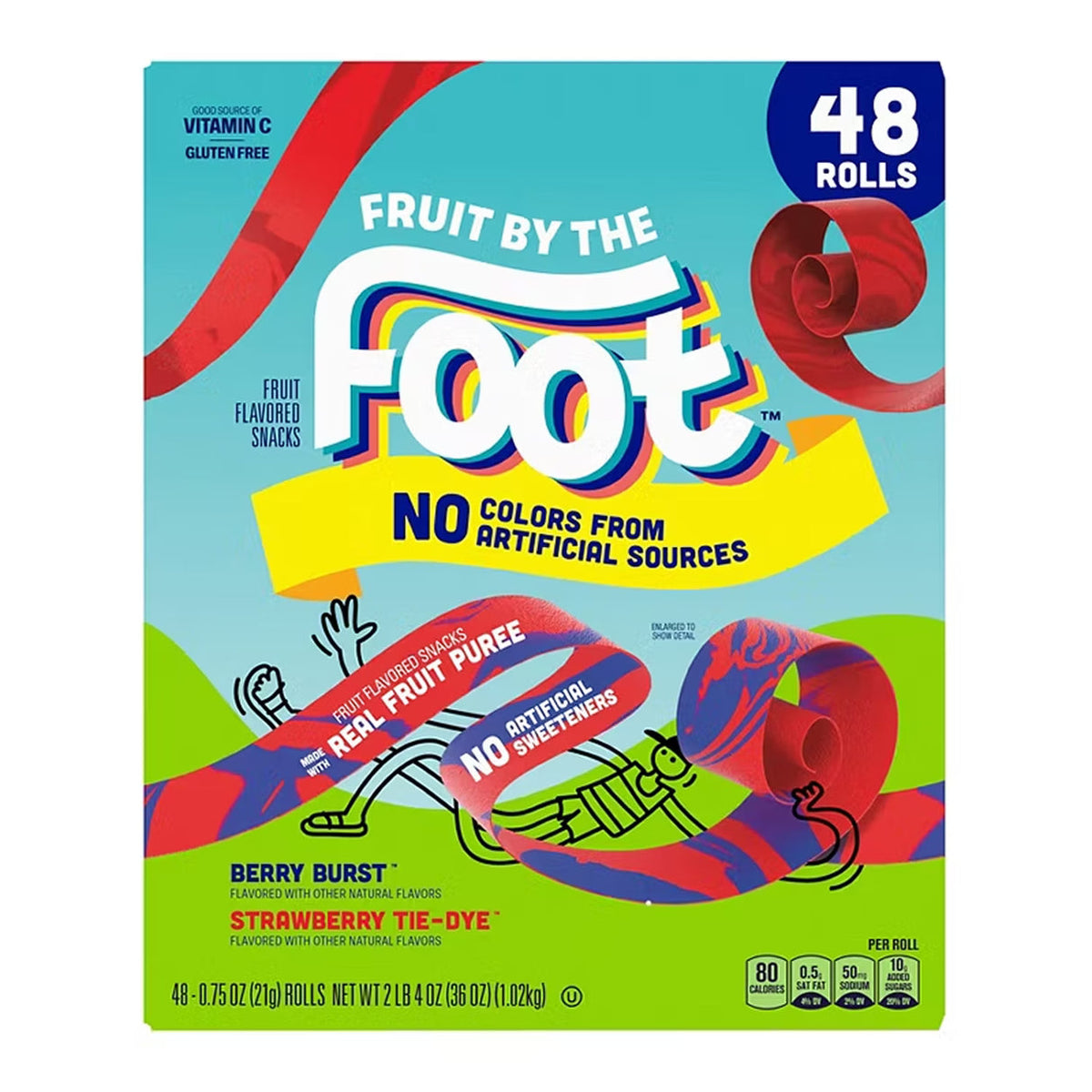 Fruit By The Foot Snacks, Berry Tie-Dye and Strawberry Variety Pack - 48 Ct