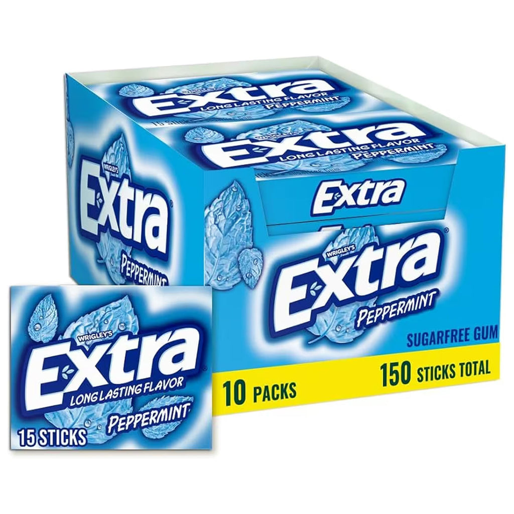 Wrigley's Extra Sugar Free Peppermint Gum – 15 Sticks each – 120 Pack