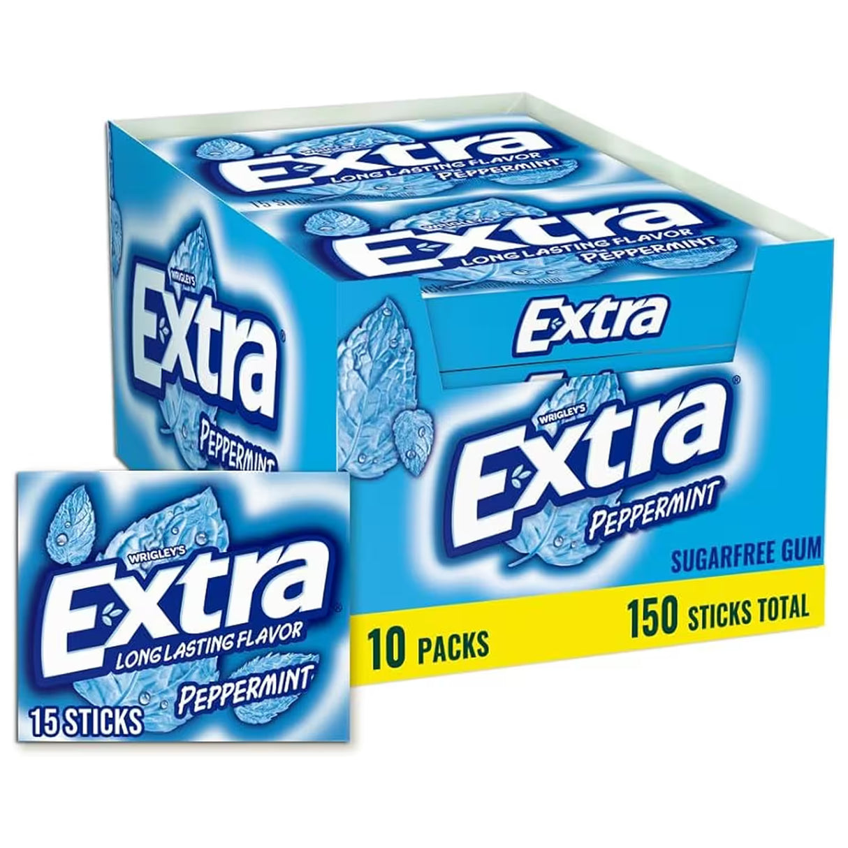 Wrigley's Extra Sugar Free Peppermint Gum – 15 Sticks each – 120 Pack
