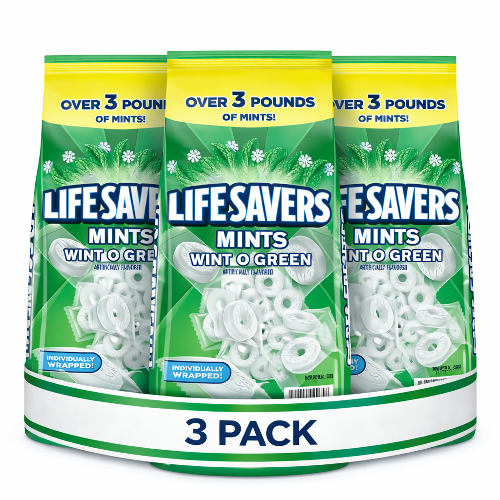 Life Savers Wint-O-Green Breath Mints Bulk Hard Candy, Party Size - 53.95 Oz - 3 Pack