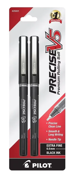 Pilot Precise V5 Extra Fine Black Rollerball Pens - 2