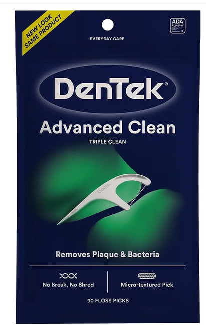 DenTek Triple Clean Mouthwash Blash Mint Floss Picks - 90 Ct