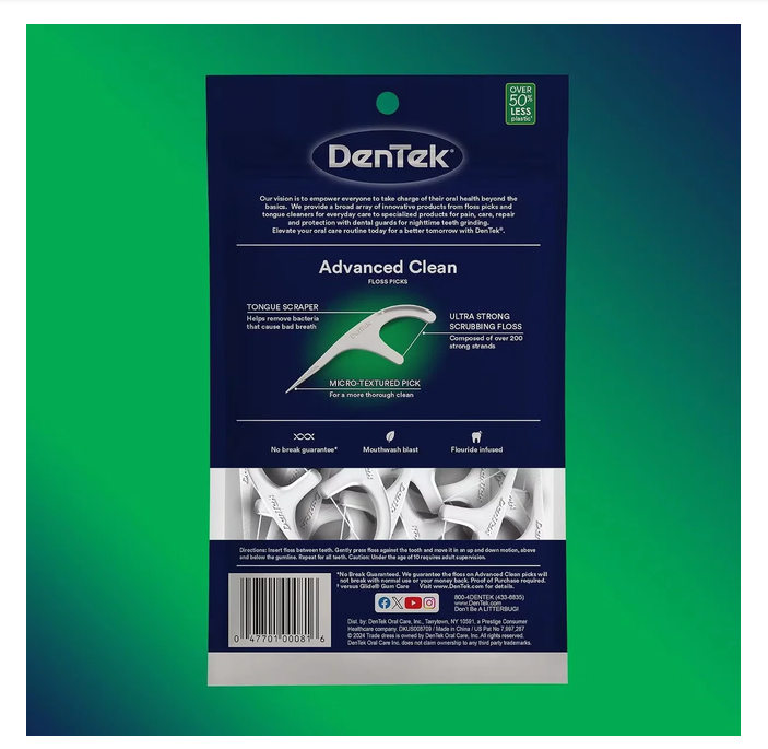 DenTek Triple Clean Mouthwash Blash Mint Floss Picks - 90 Ct