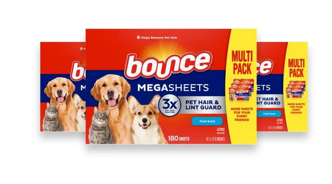 Bounce - Pet Hair and Lint Guard Mega Fabric Softener Dryer Sheets with 3X, Fresh Scent - 180 Ct