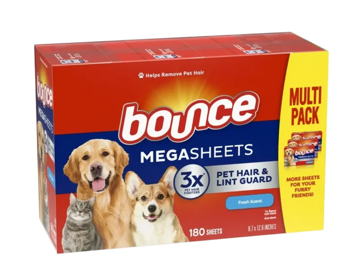 Bounce - Pet Hair and Lint Guard Mega Fabric Softener Dryer Sheets with 3X, Fresh Scent - 180 Ct
