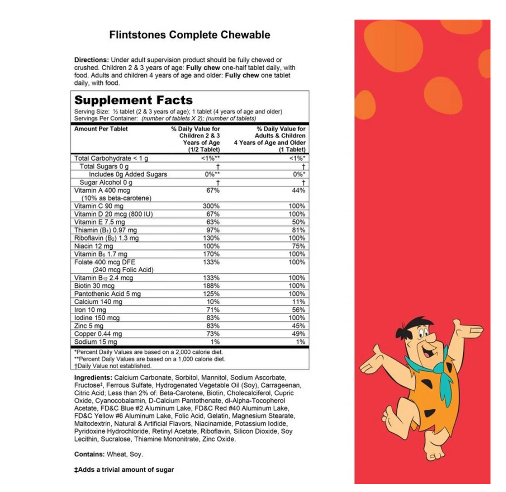 Flintstones Complete Chewable Kids Vitamins, Ages 2+, 90 Count