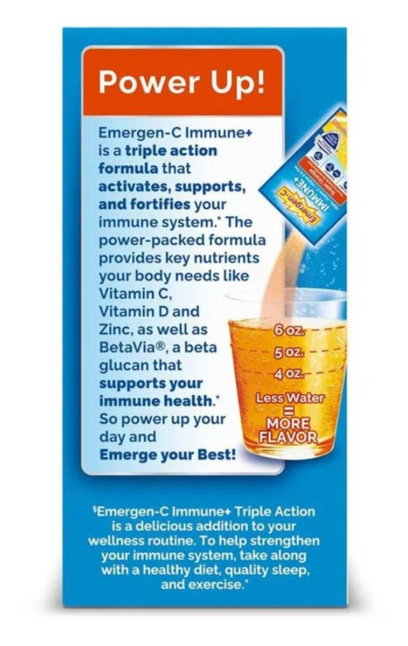 Emergen-C Immune+ 1000mg Vitamin C Super Orange – 10 Count