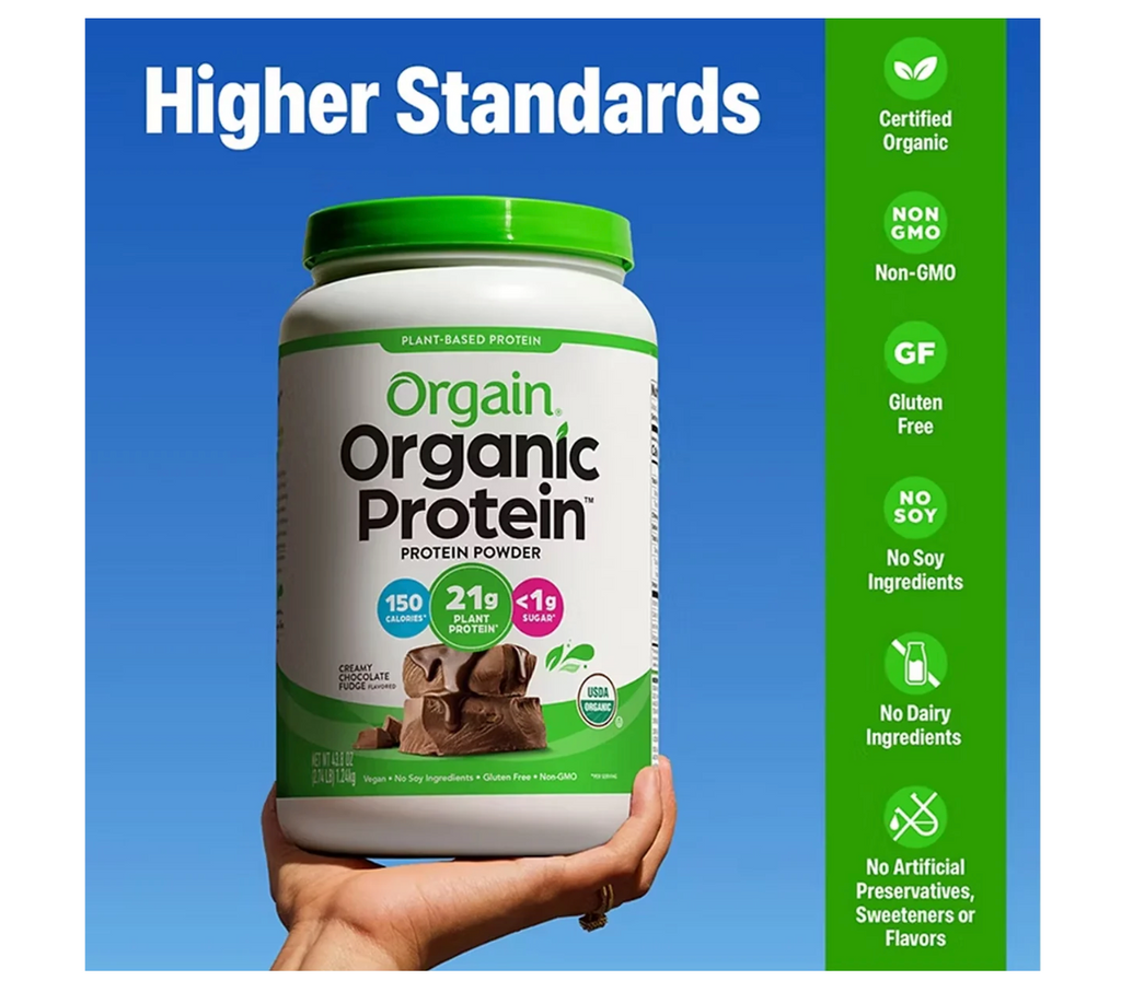 Orgain Organic Vegan Protein Powder, Creamy Chocolate – 2.74 lb