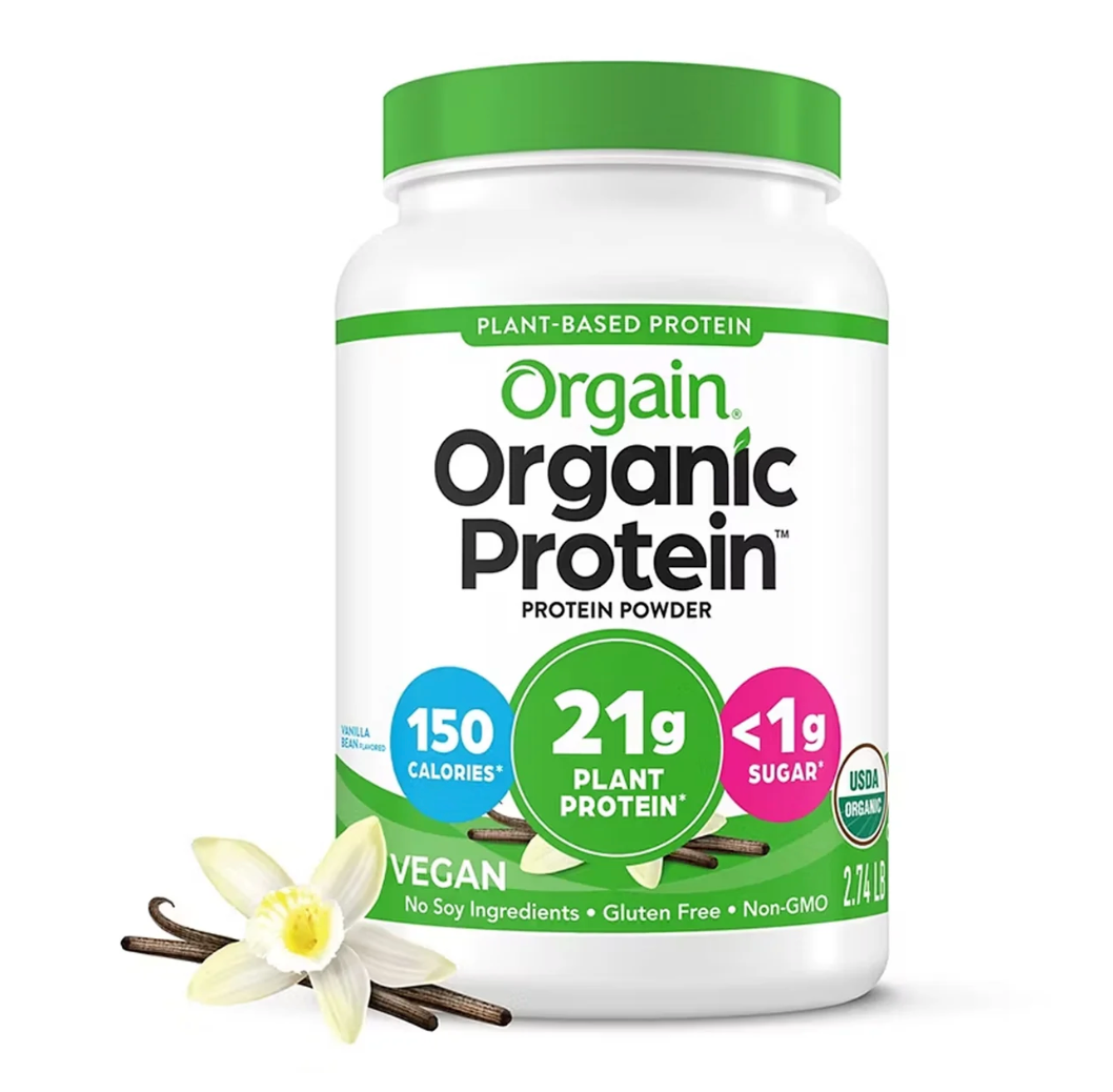 Orgain Organic Plant-Based Protein Powder, Vanilla Bean – 2.74 lb