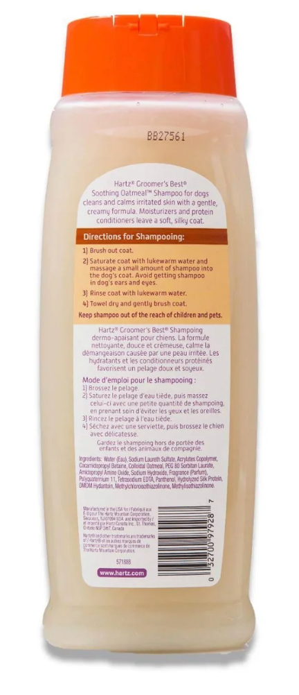 Hartz Groomer’s Best Extra Gentle Soothing Oatmeal Dog Shampoo – 18 oz