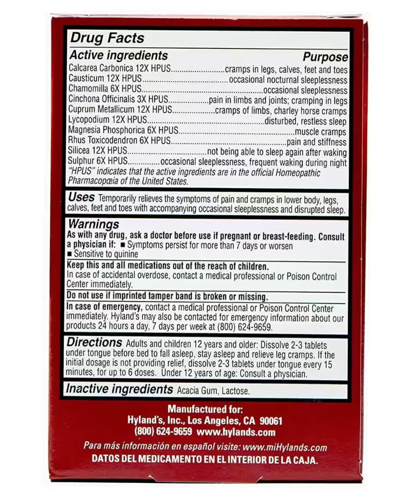 Hyland’s Leg Cramps PM – 50 Tablets
