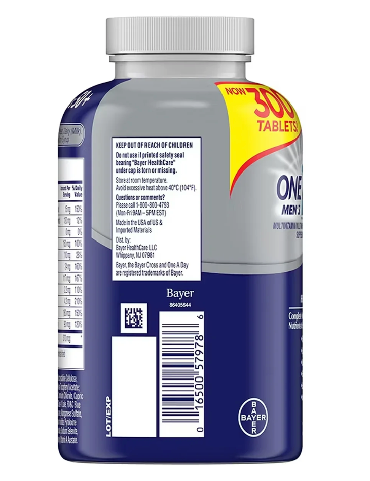 One A Day - Men’s 50+ Healthy Advantage Multivitamin & Multimineral Supplement - 300 Tablets