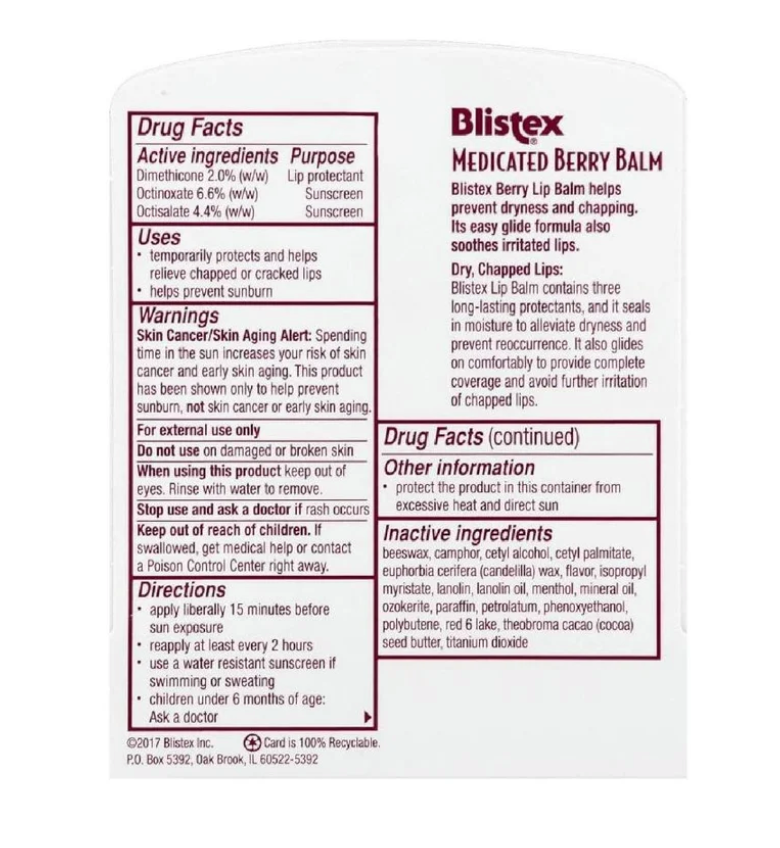 Blistex Medicated Lip Balm, SPF 15, Berry - 0.15 oz