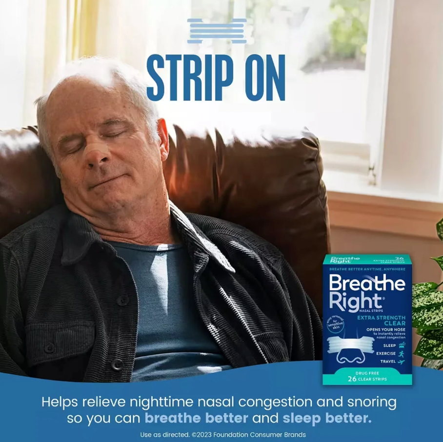 Breathe Right - Extra Strength Drug-Free Clear Nasal Strips - 26 Count