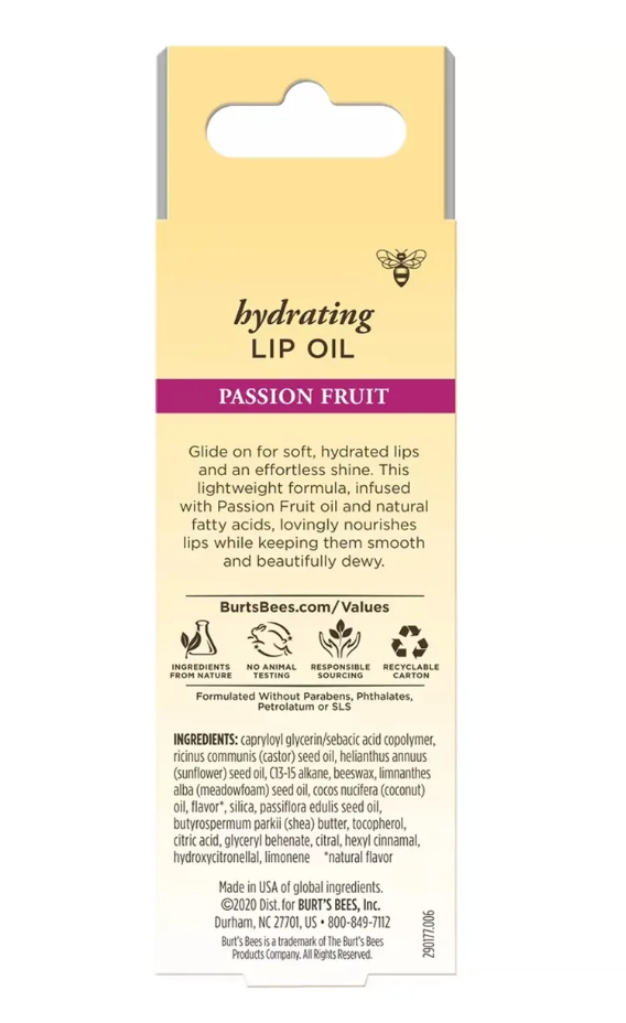 Burt’s Bees - Hydrating Lip Oil Passion Fruit - 0.27 fl oz