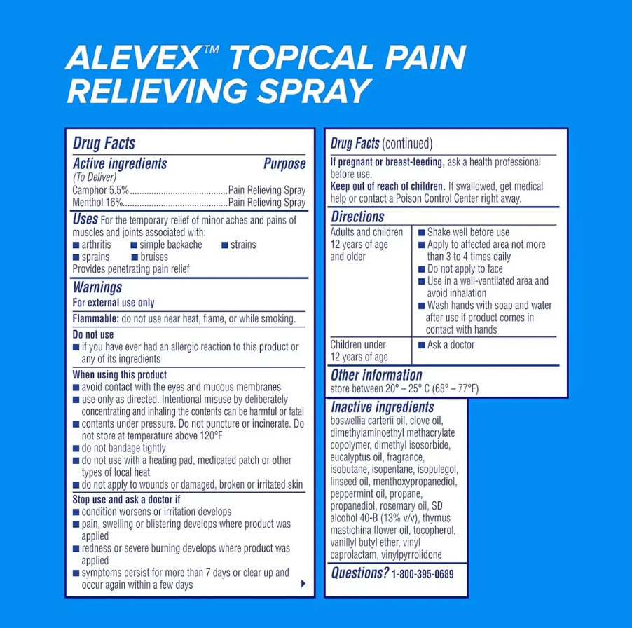 AleveX - Max Strength Topical Pain Relieving Spray - 3.2 oz