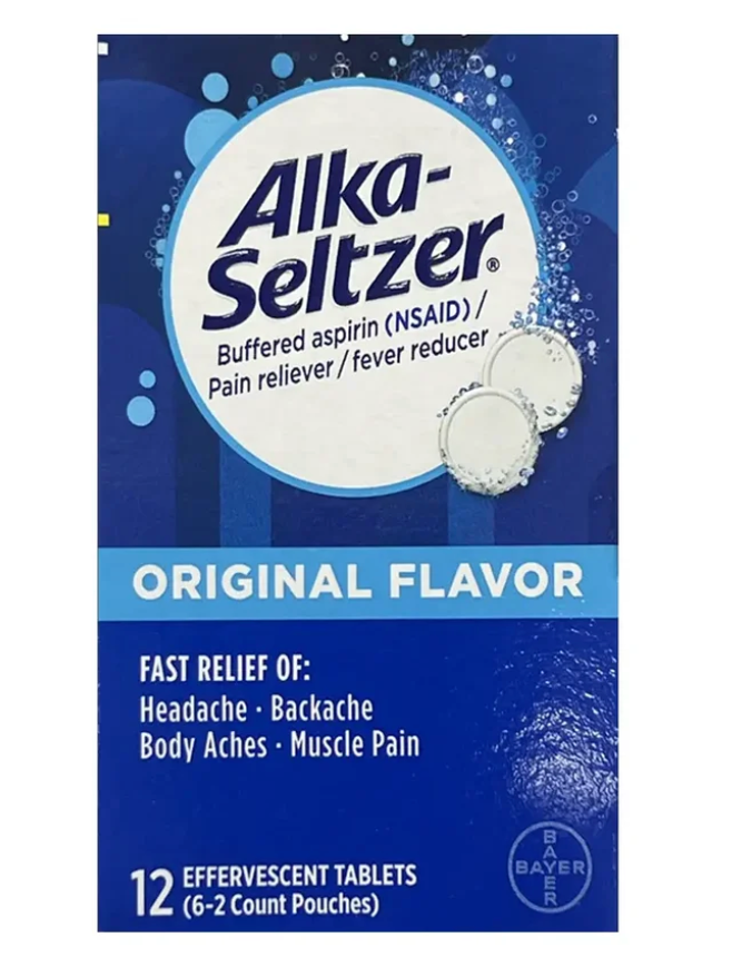 Alka-Seltzer - Original Flavor Buffered Aspirin Pain Reliever & Fever Reducer - 12 Tablets