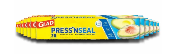 Glad - Press’n Seal, 3 in 1 Plastic Food Wrap Roll - 70 sq FF / 21.6m x 30 cm.