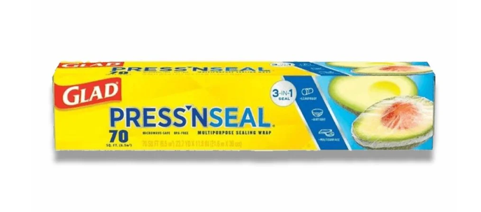 Glad - Press’n Seal, 3 in 1 Plastic Food Wrap Roll - 70 sq FF / 21.6m x 30 cm.