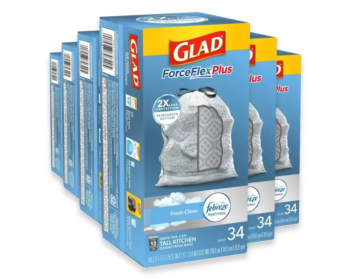 Glad Force-Flex DrawStrawing 12 Gallon - 34 Bags