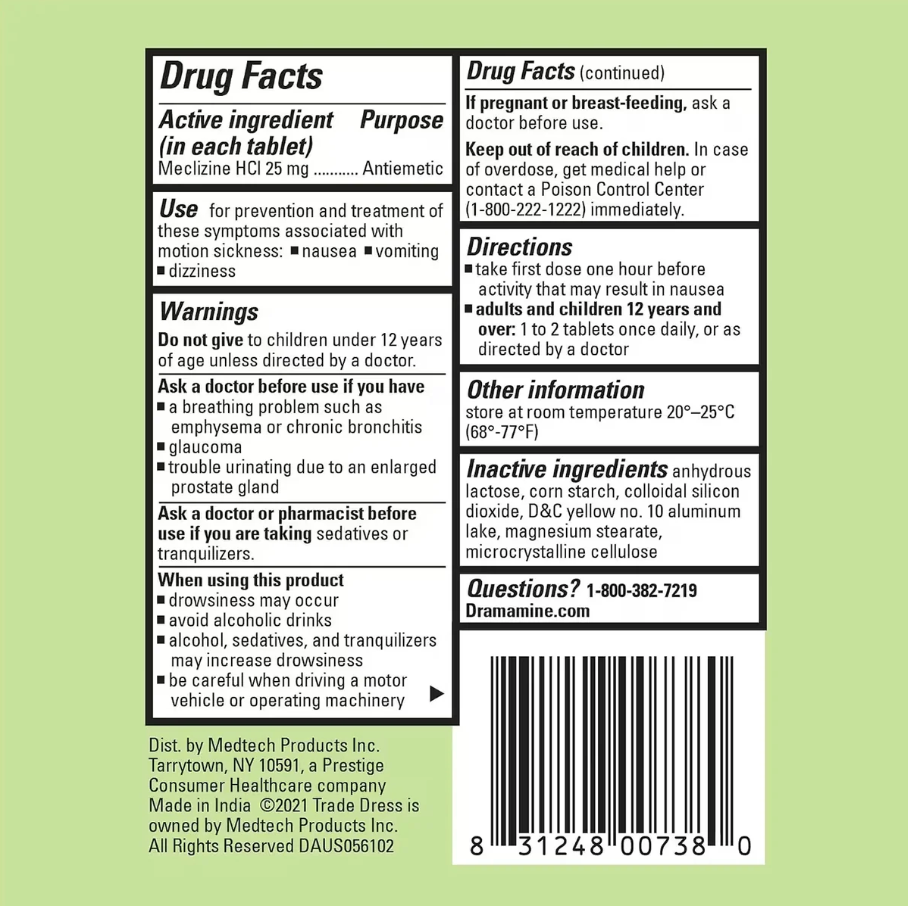 Dramamine - Long Lasting Nausea Relief Tablets - 10 Count