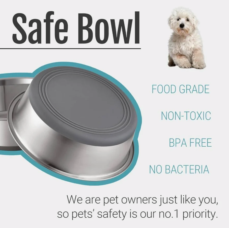 PEGGY11 - Stainless Steel Nonslip Dog Bowls - 3.8 Cup - 2 Pack