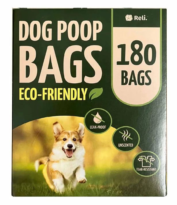 Reli - Eco-Friendly Dog Poop Bags with Dispenser - 180 Count