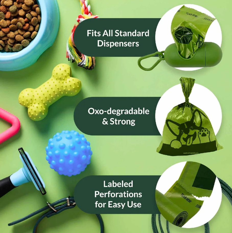 Reli - Eco-Friendly Dog Poop Bags with Dispenser - 180 Count