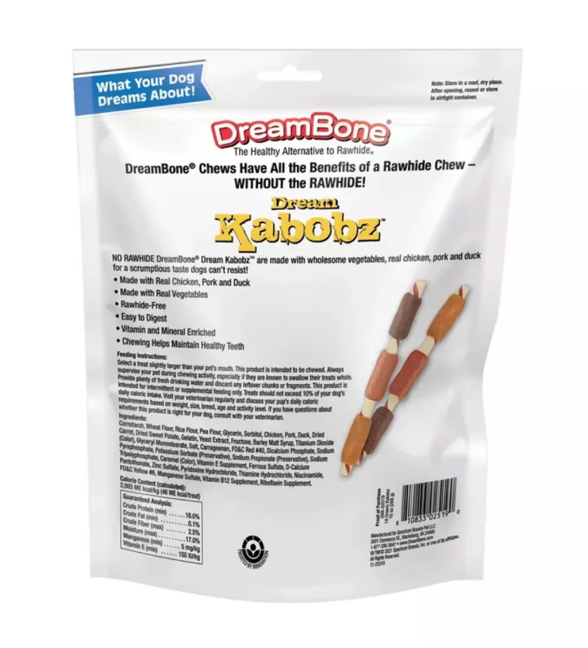 DreamBone - Kabobz Dog Chews with Chicken, Pork & Duck - 18 Count
