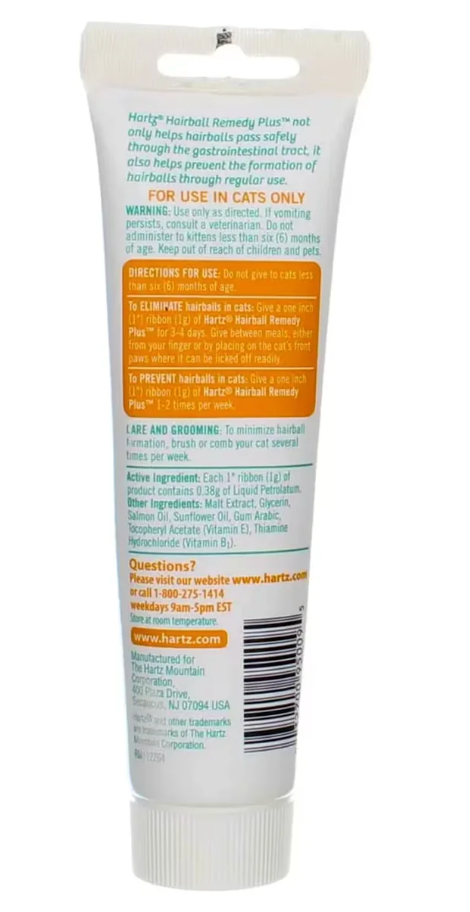 Hartz - Hairball Remedy Plus Paste for Cats & Kittens - Salmon Flavor - 2.5 oz