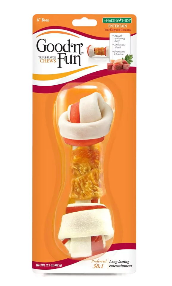 Good 'n' Fun - Triple Flavor Medium Dog Bone - 6 in - 2.1 oz