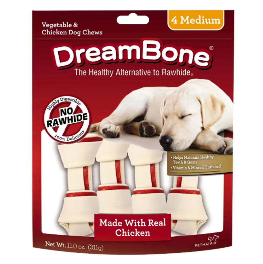 DreamBone - Rawhide-Free Medium Dog Chews with Real Chicken - 4 Count - 11 oz
