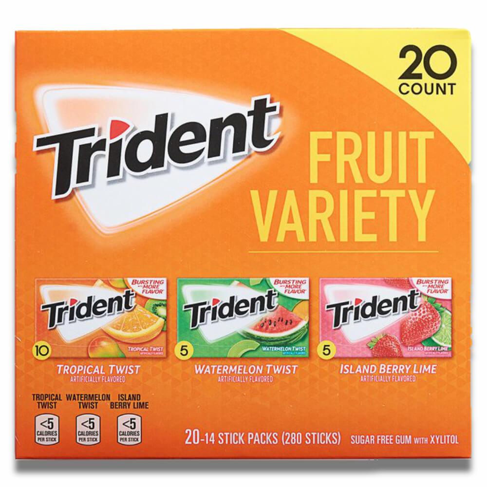 Trident Fruit Variety Pack Sugar-Free Gum (14 Per Pack, 20 Pack)