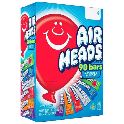 Airheads Variety Pack - Assorted Flavors, 0.55 oz Bars, 90 Count Bulk Candy