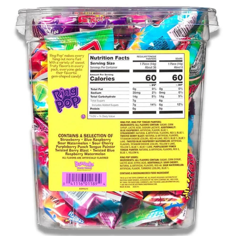 Ring Pop Lollipop Candy, Assorted Variety Pack - 0.5 Oz - 44 Ct